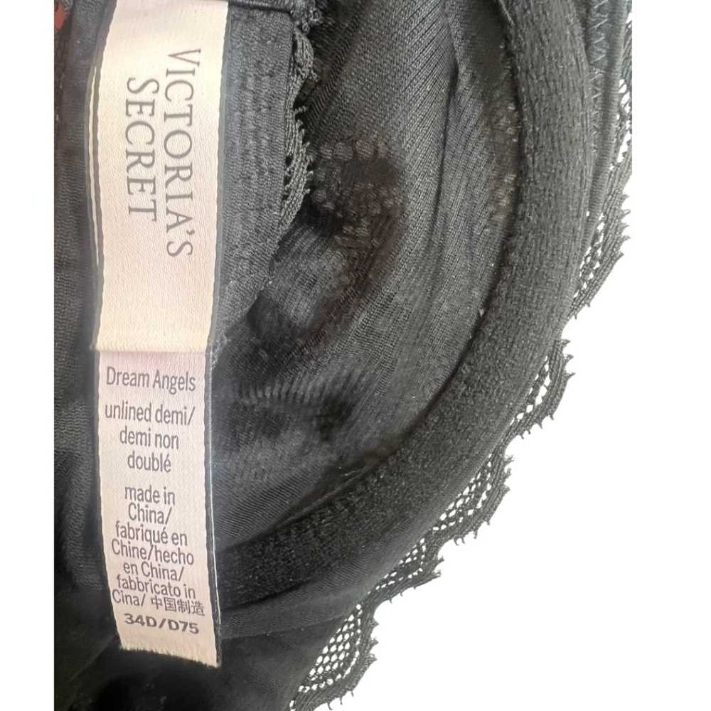 Victoria’s Secret Dream Angels Unlined Demi Bra Black Lace 34D EUC - Picture 4 of 6